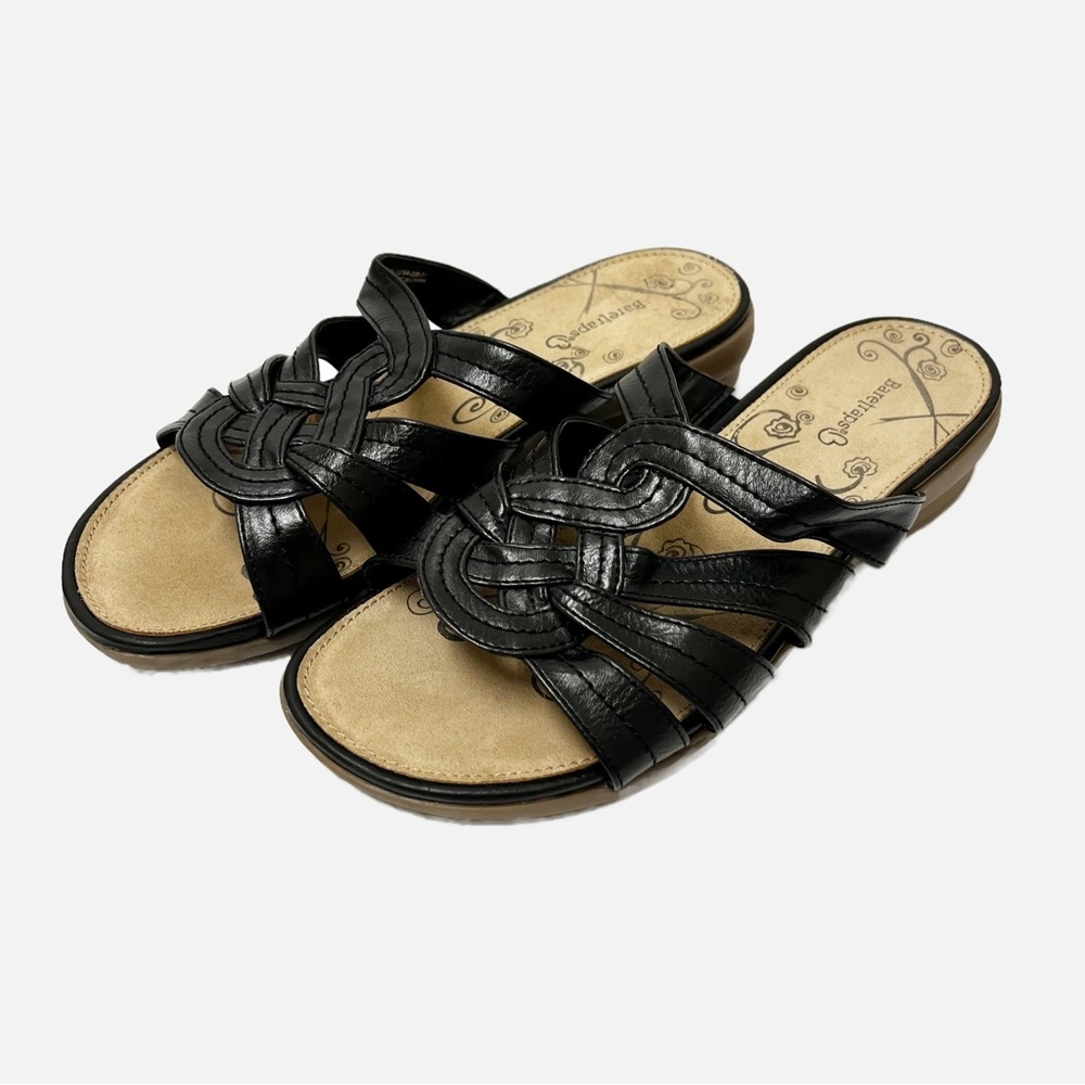 BareTraps Matty Black Wedged Slip On Sandals Size 10W